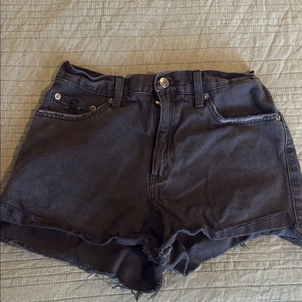 Pistola Black Jean Shorts High-Waisted Frayed Hem